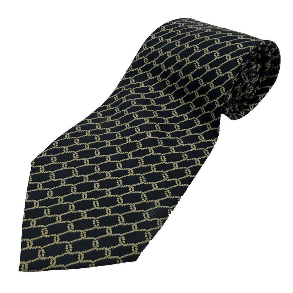 Vintage 80s Tiffany & Co Silk Tie 56 1/2 x 3 5/8 Gorgeous Blue Chain Link Tie